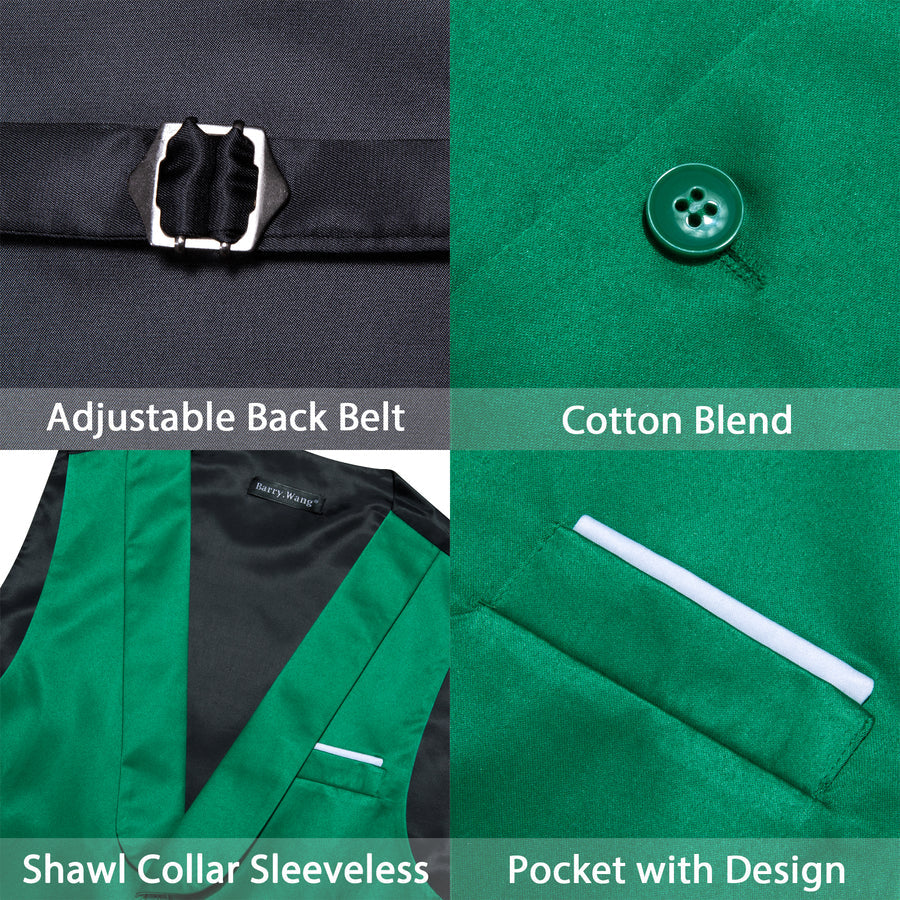 New Green Solid Jacquard Men's Collar Vest Set vest set - Sophisticated Gentlemen