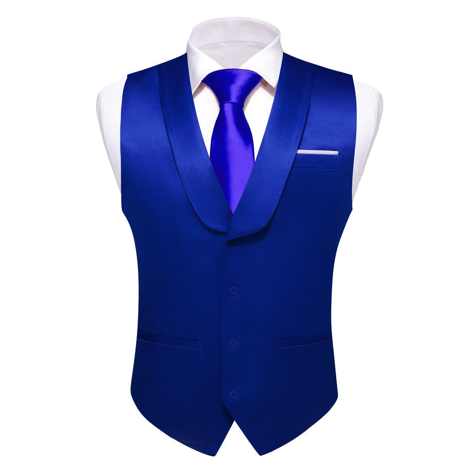 New Blue Solid Jacquard Men's Collar Vest Set vest set - Sophisticated Gentlemen