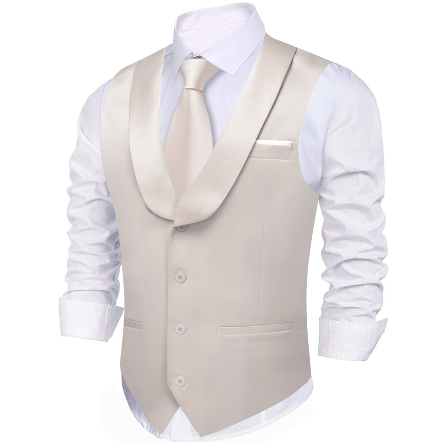 New White Solid Jacquard Men's Collar Vest Set vest set - Sophisticated Gentlemen