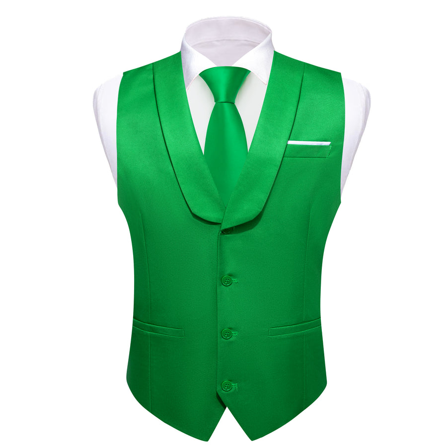 New Lime Green Solid Jacquard Men's Collar Vest Set vest set - Sophisticated Gentlemen