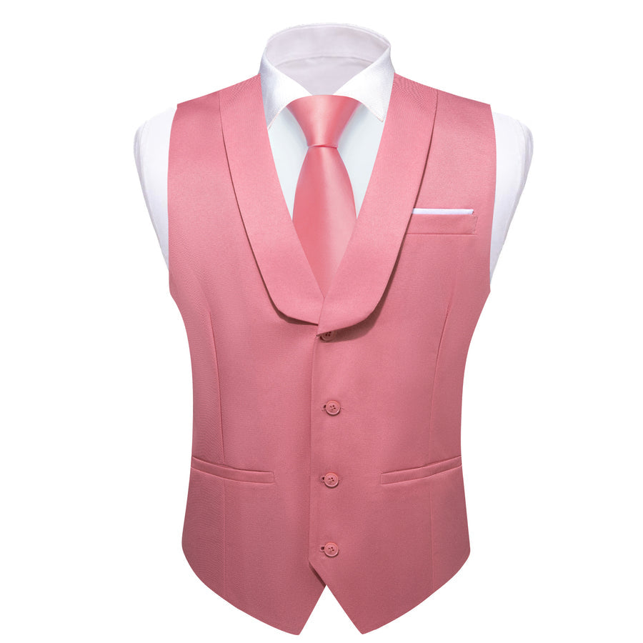 New Light Pink Solid Jacquard Men's Collar Vest Set vest set - Sophisticated Gentlemen