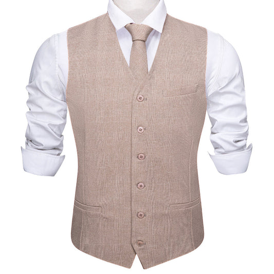 Gray and Pink Solid Jacquard Vest Set - 2 Piece vest set S (Chest 40")   - Sophisticated Gentlemen