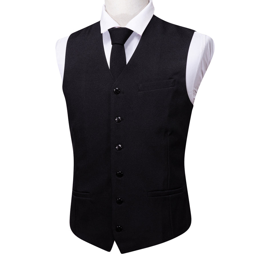 Classic Black Solid Jacquard Vest Set vest set - Sophisticated Gentlemen