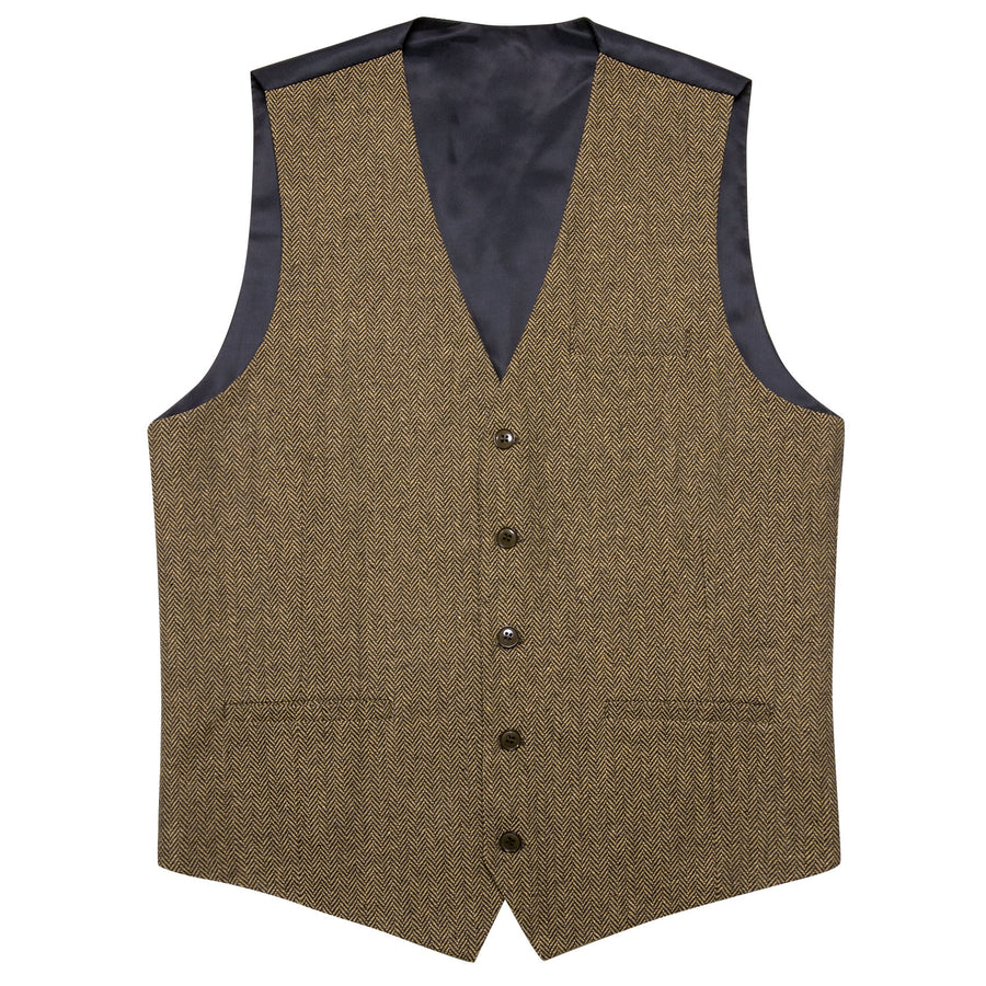 Walnut Brown Solid Jacquard Vest Set vest set S (Chest 40") - Sophisticated Gentlemen