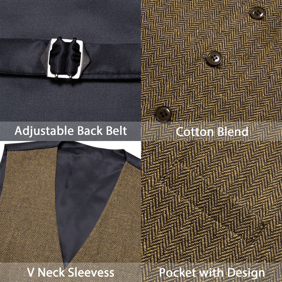 Walnut Brown Solid Jacquard Vest Set vest set - Sophisticated Gentlemen