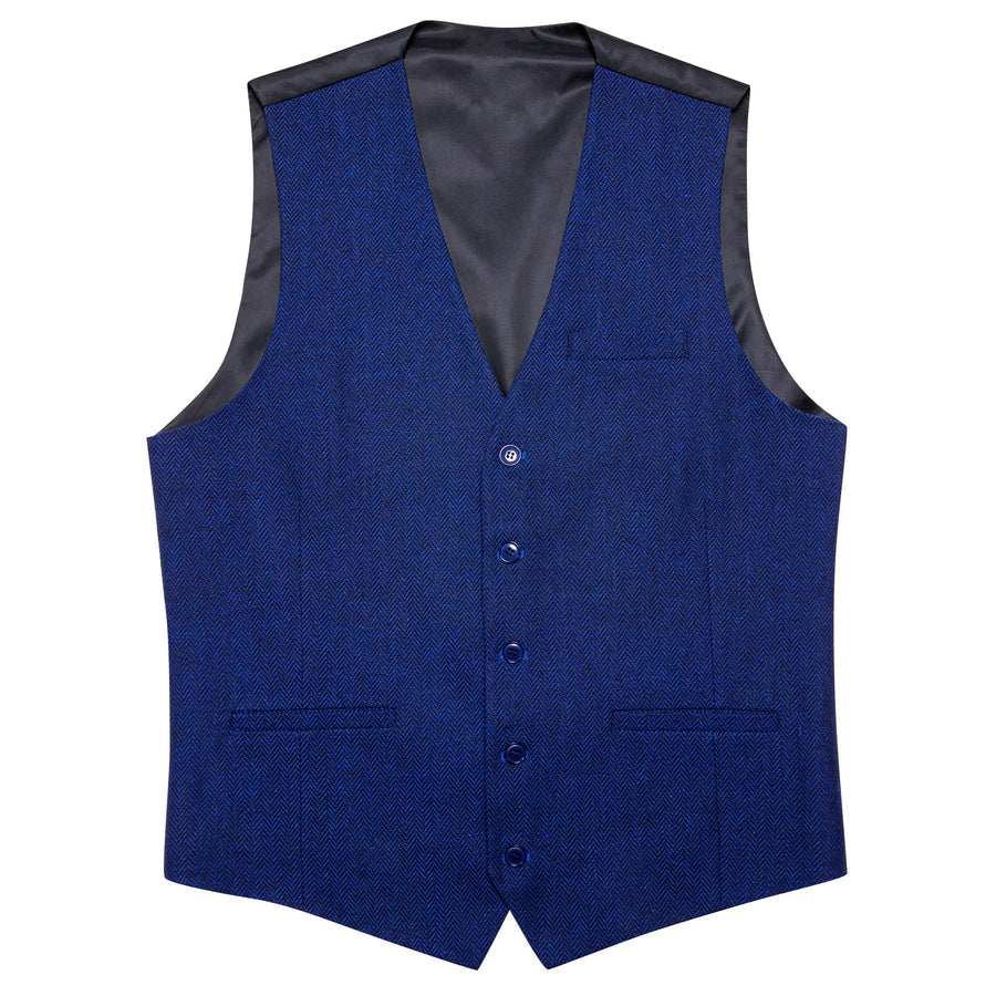Royal Blue Solid Jacquard Men's Vest Set vest set S (Chest 40") - Sophisticated Gentlemen