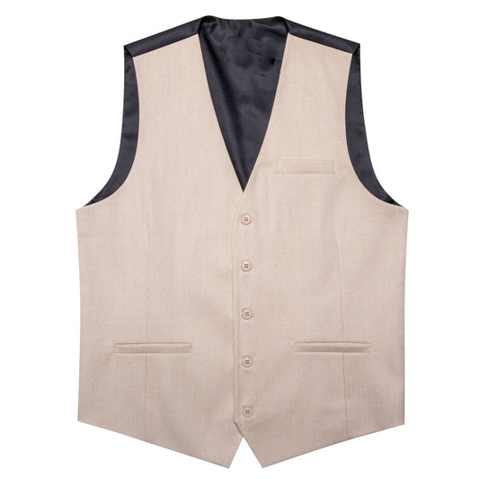 Cream Pink Solid Jacquard Men's Vest Set vest set S (Chest 40")   - Sophisticated Gentlemen