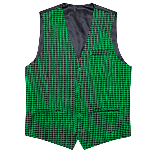 Emerald Green Plaid Jacquard Men's Vest Set vest set S (Chest 40")   - Sophisticated Gentlemen