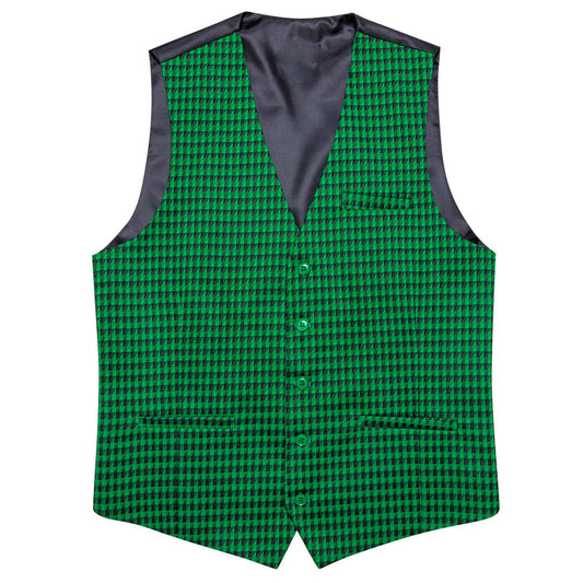 Emerald Green Novelty Jacquard Men's Vest Set vest set S (Chest 40")   - Sophisticated Gentlemen