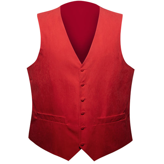Classic Red Solid Splicing Jacquard Men's Vest Set vest set S (Chest 40")   - Sophisticated Gentlemen