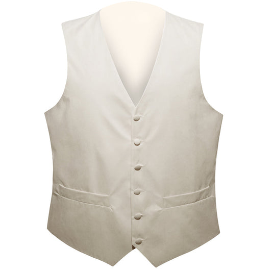 Champagne White Solid Splicing Jacquard Men's Vest Set vest set S (Chest 40")   - Sophisticated Gentlemen