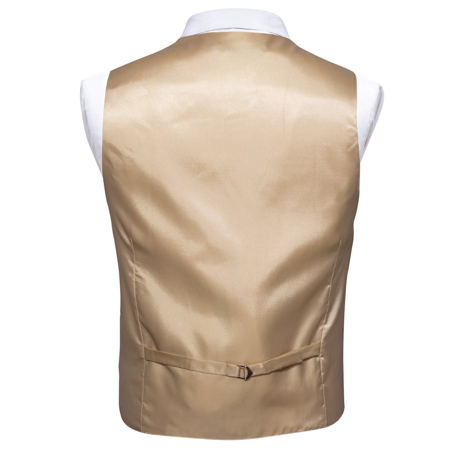 Khaki Brown Solid Splicing Jacquard Men's Vest Set vest set - Sophisticated Gentlemen