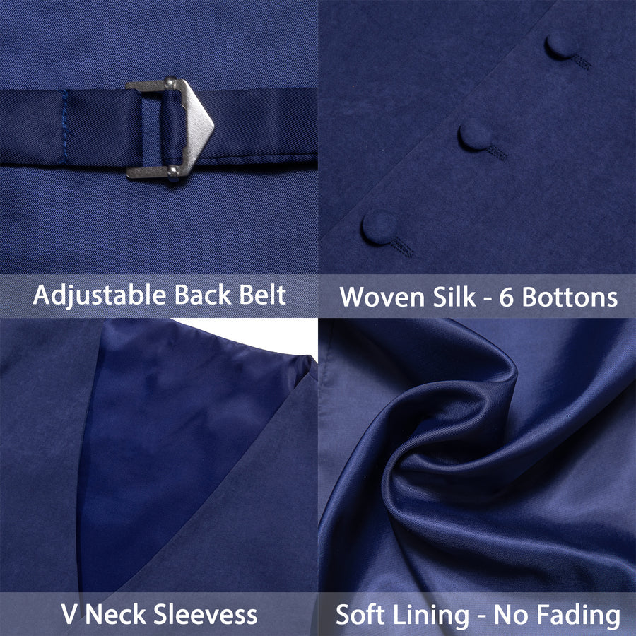 Royal Blue Solid Splicing Jacquard Vest Set vest set - Sophisticated Gentlemen
