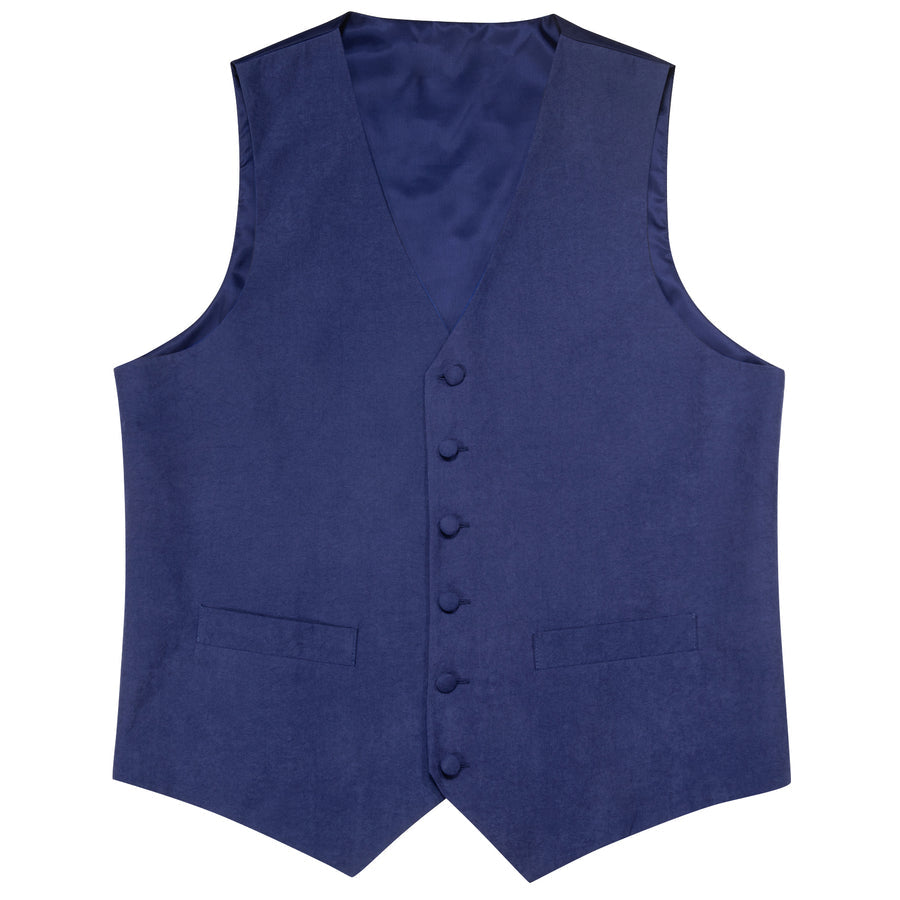 Royal Blue Solid Splicing Jacquard Vest Set vest set S (Chest 40") - Sophisticated Gentlemen