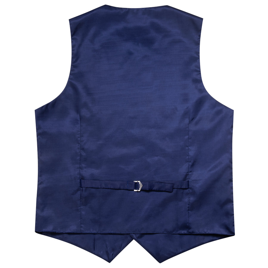 Royal Blue Solid Splicing Jacquard Vest Set vest set - Sophisticated Gentlemen