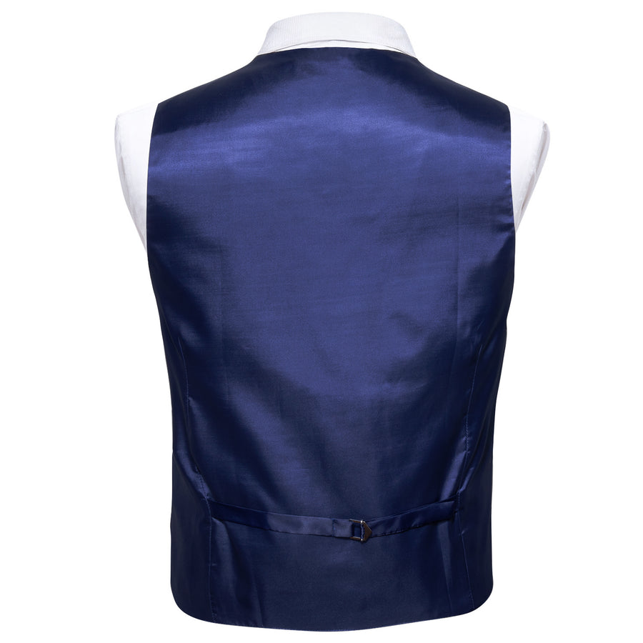 Royal Blue Solid Splicing Jacquard Vest Set vest set - Sophisticated Gentlemen