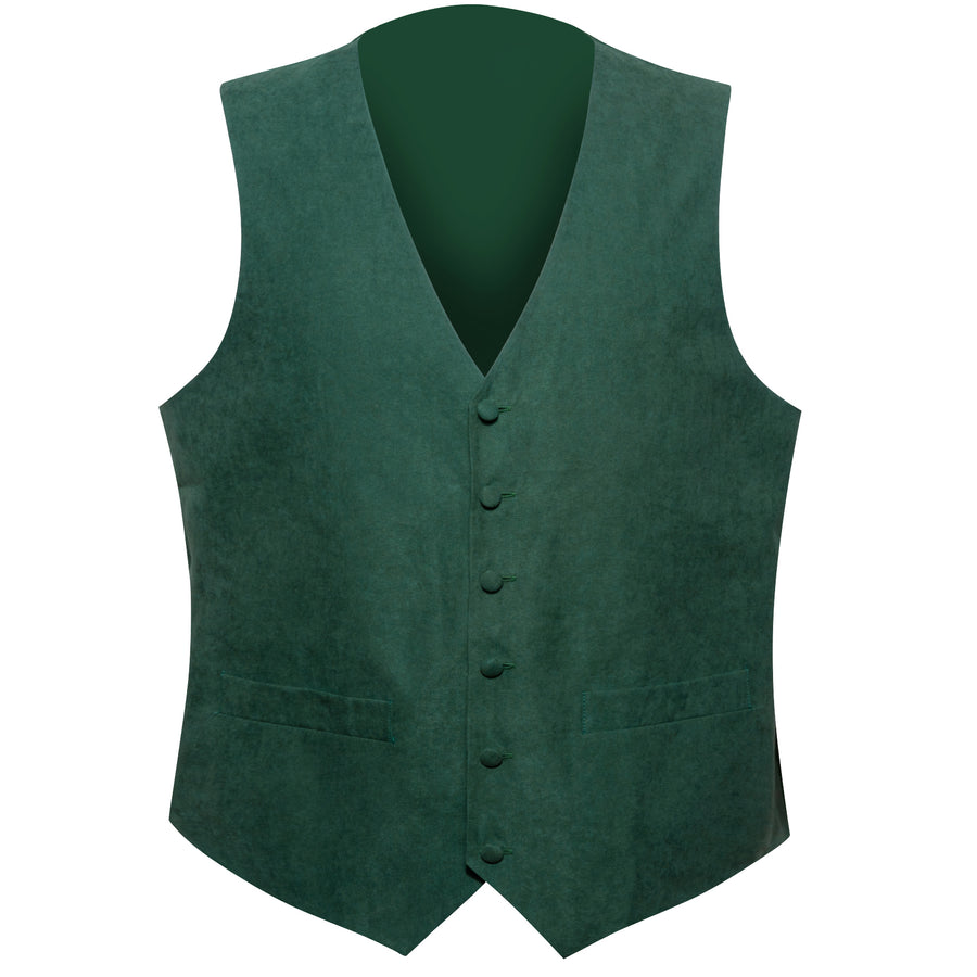 Emerald Green Solid Splicing Jacquard Men's Vest Set vest set S (Chest 40") - Sophisticated Gentlemen