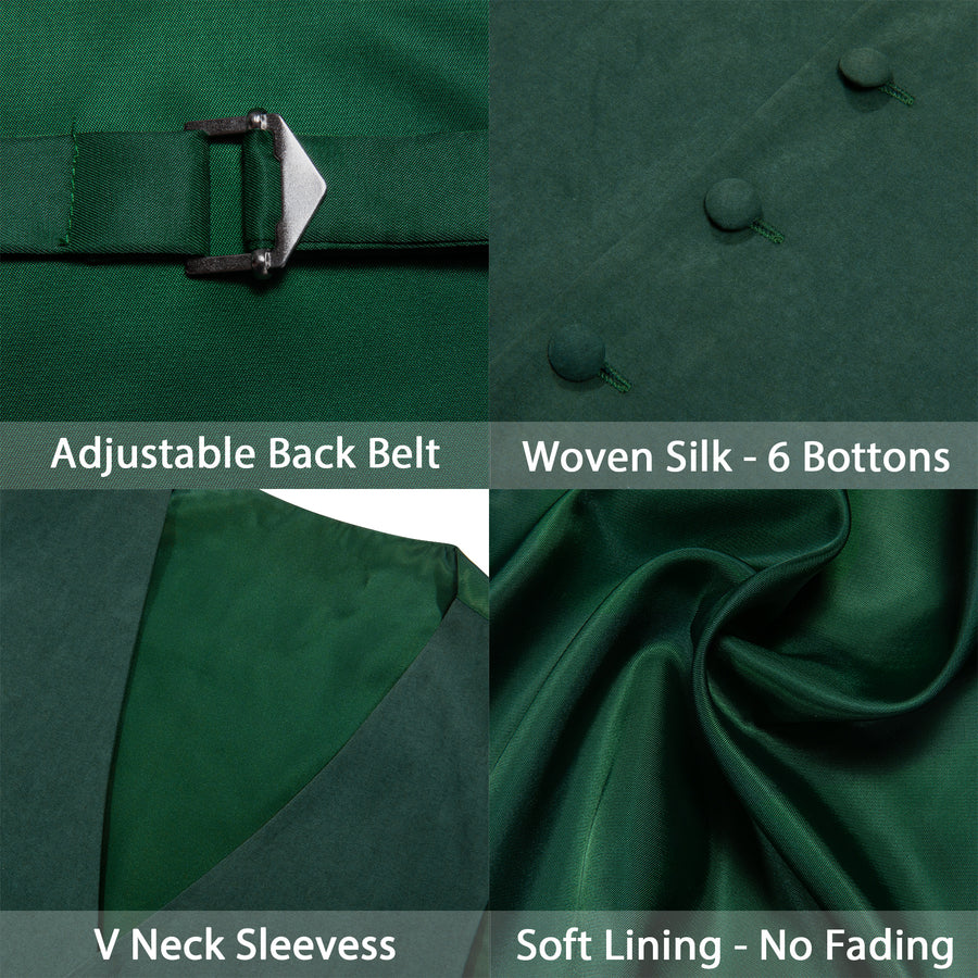 Emerald Green Solid Splicing Jacquard Men's Vest Set vest set - Sophisticated Gentlemen