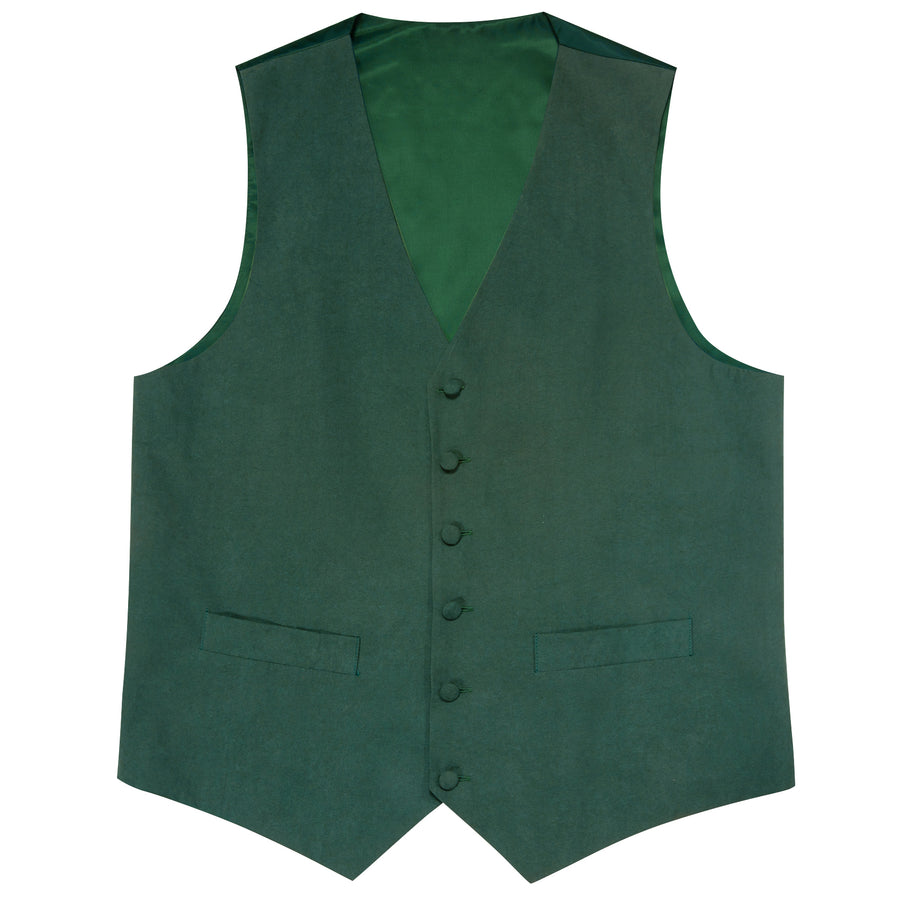 Emerald Green Solid Splicing Jacquard Men's Vest Set vest set - Sophisticated Gentlemen