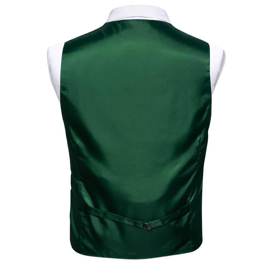 Emerald Green Solid Splicing Jacquard Men's Vest Set vest set - Sophisticated Gentlemen