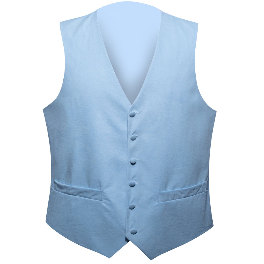 Sky Blue Solid Splicing Jacquard Vest Set vest set S (Chest 40") - Sophisticated Gentlemen