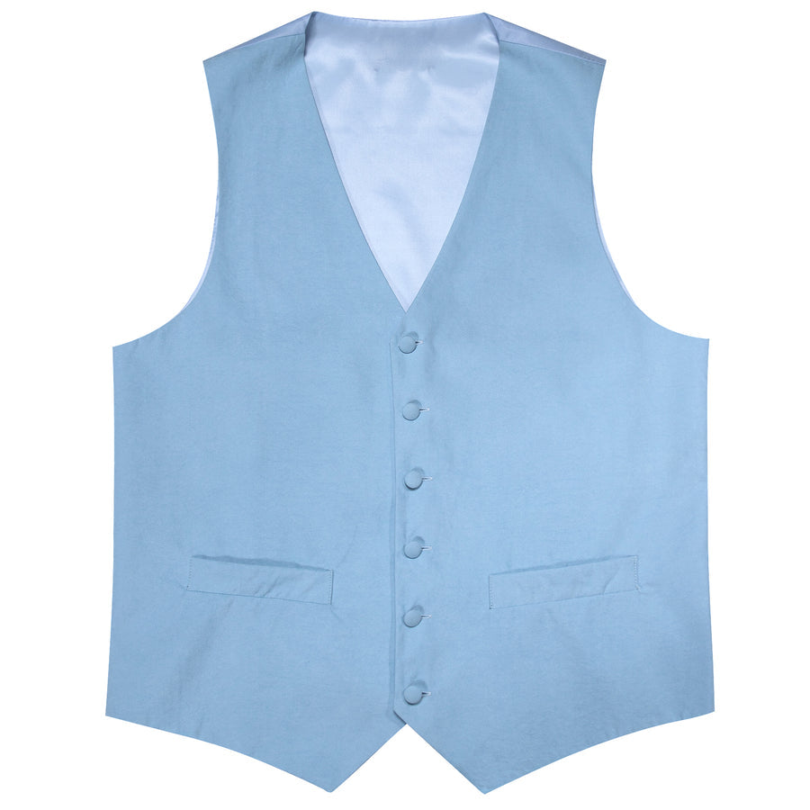 Sky Blue Solid Splicing Jacquard Vest Set vest set - Sophisticated Gentlemen