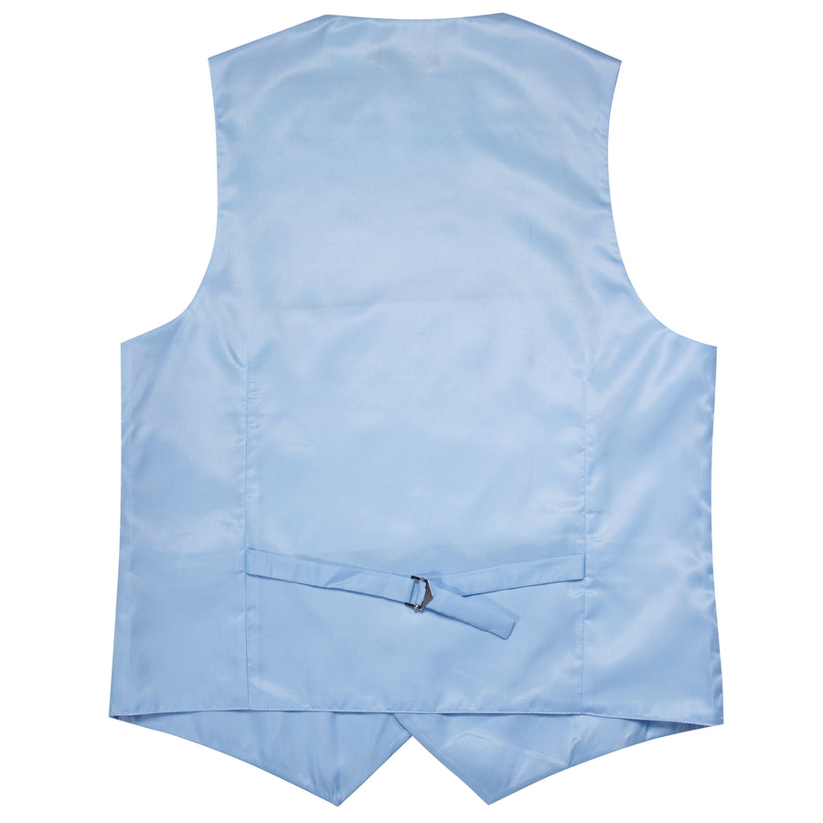 Sky Blue Solid Splicing Jacquard Vest Set vest set - Sophisticated Gentlemen