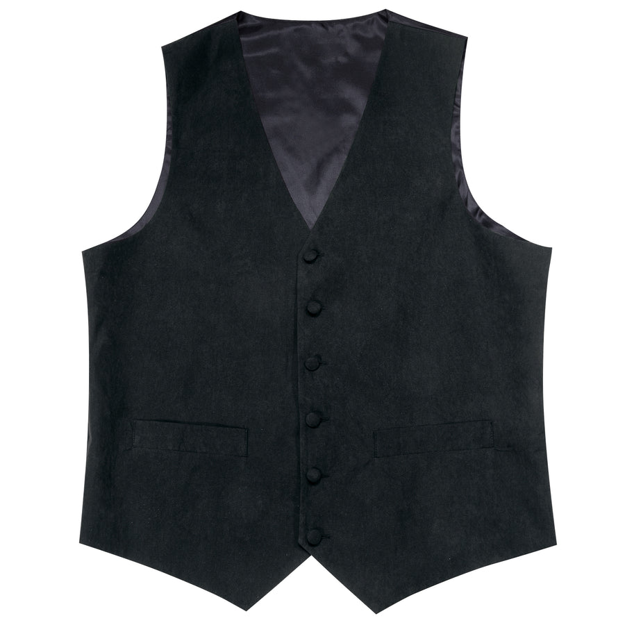Dark Black Solid Splicing Jacquard Vest Set vest set S (Chest 40") - Sophisticated Gentlemen