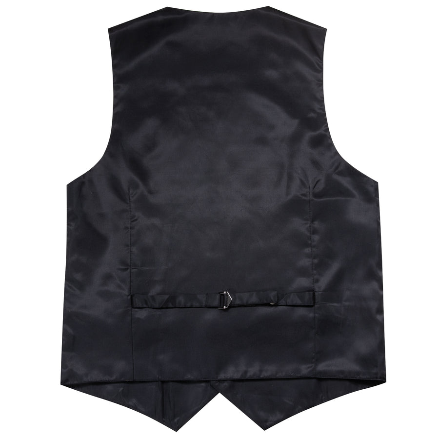 Dark Black Solid Splicing Jacquard Vest Set vest set - Sophisticated Gentlemen