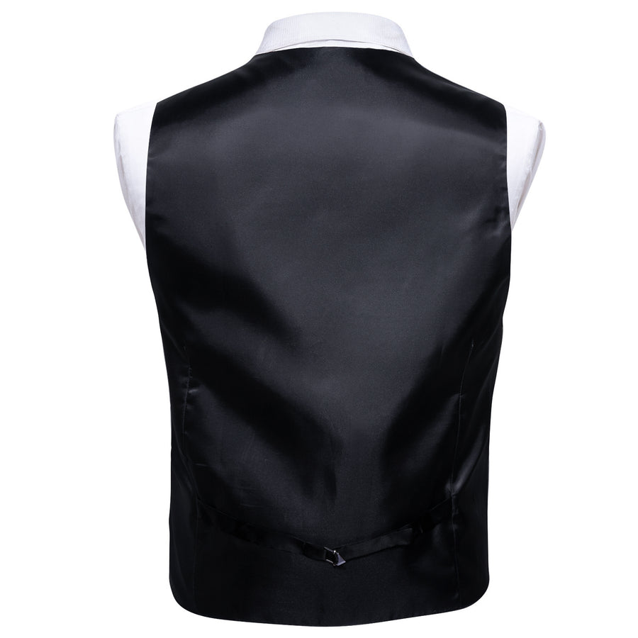 Dark Black Solid Splicing Jacquard Vest Set vest set - Sophisticated Gentlemen