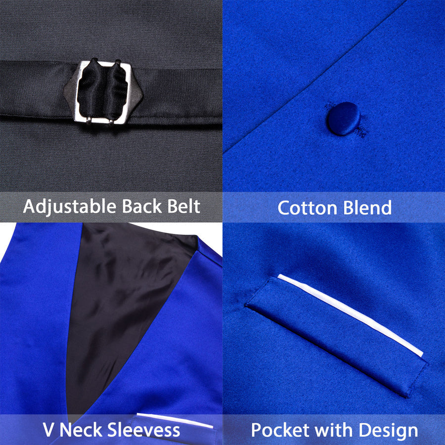 Royal Blue Solid Satin Vest Set vest set - Sophisticated Gentlemen