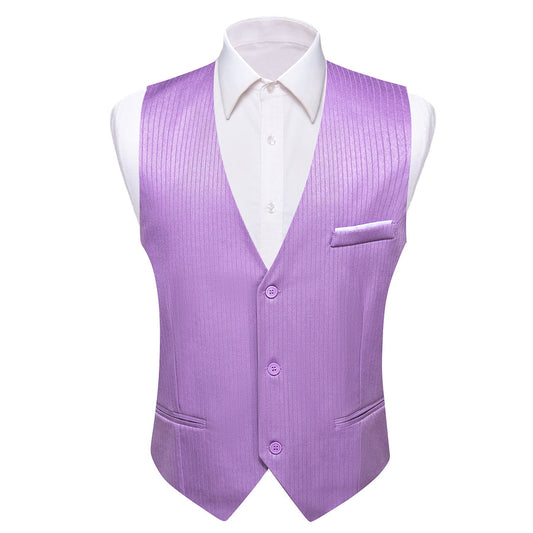 Baby Purple Solid Men's V Neck Vest Set vest set S (Chest 40")   - Sophisticated Gentlemen