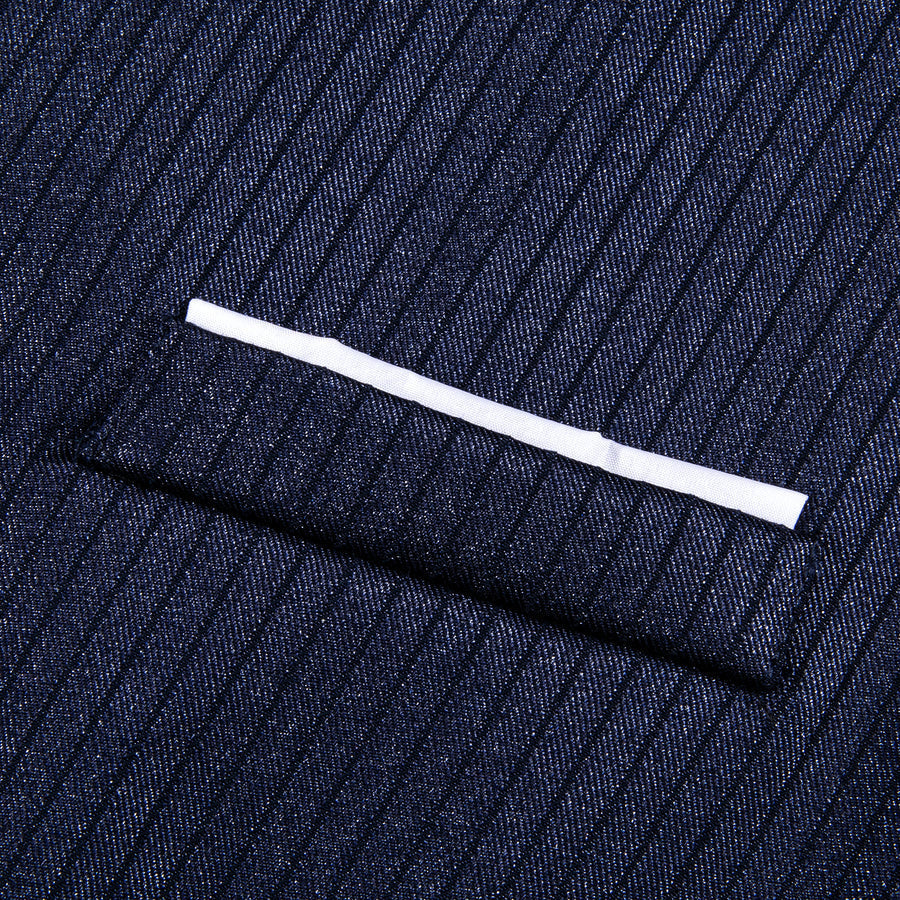 Dark Blue Solid Men's V Neck Vest Set vest set    - Sophisticated Gentlemen