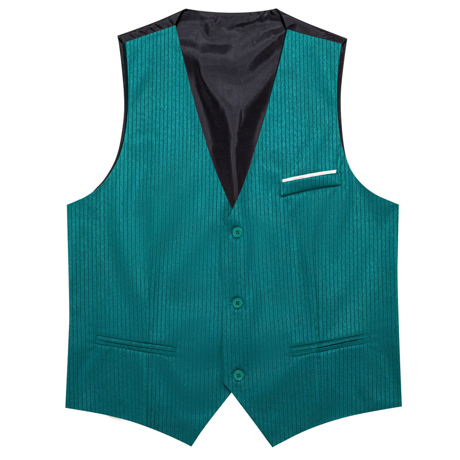 Nile Blue Solid Men's V Neck Vest Set vest set - Sophisticated Gentlemen