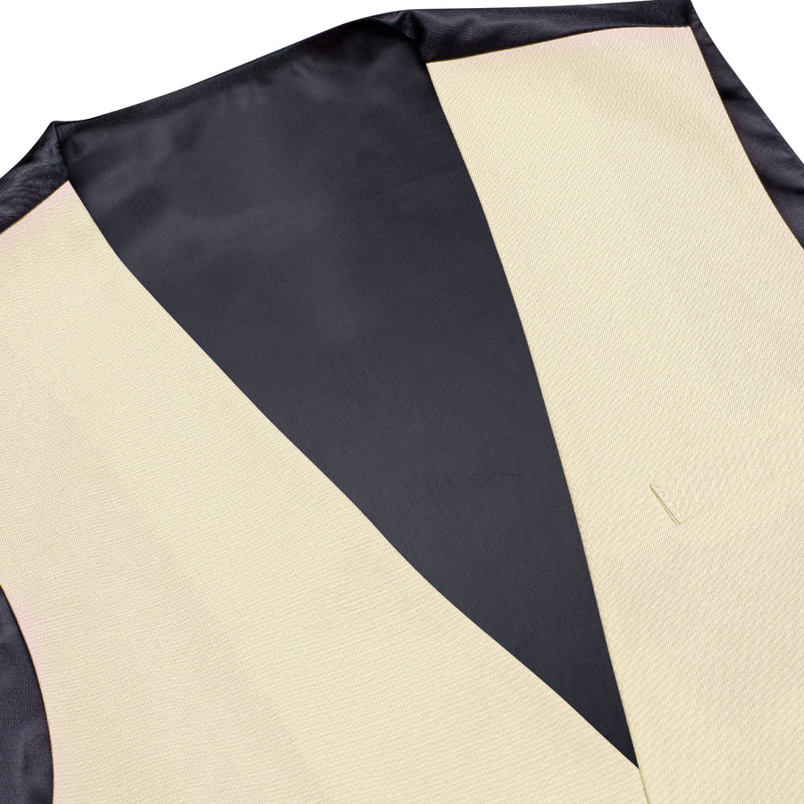 Champagne Cotton Solid Splicing Jacquard Men's Vest Set vest set - Sophisticated Gentlemen