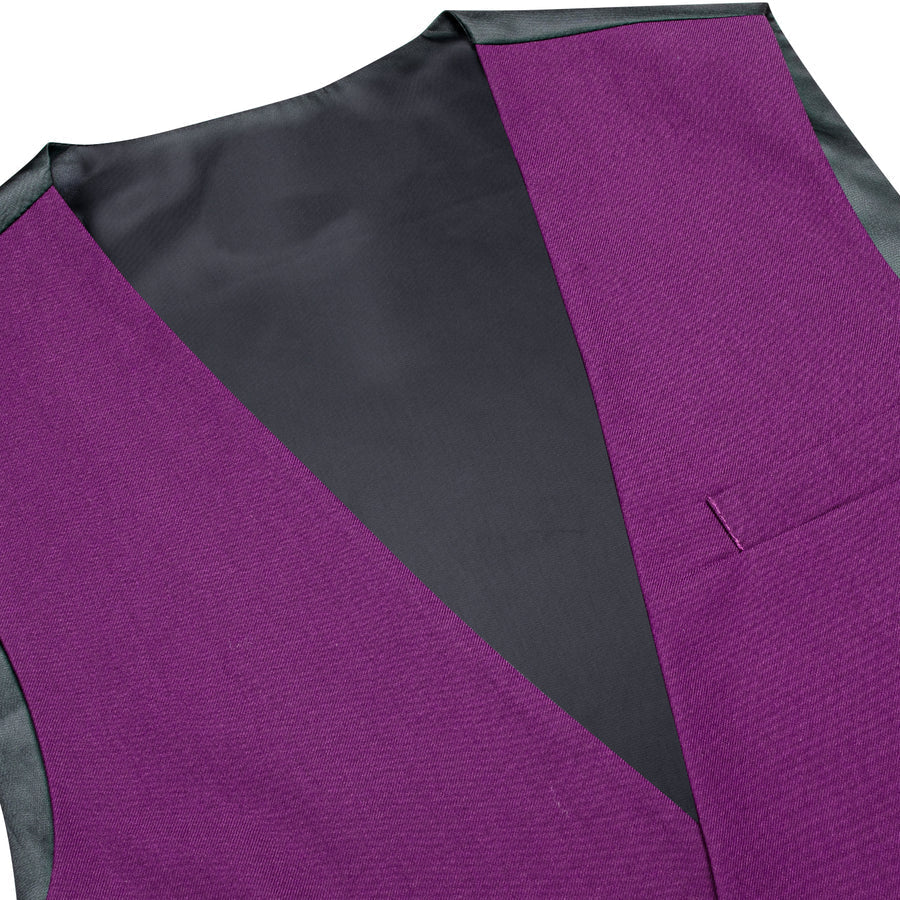 Purple Cotton Solid Splicing Jacquard Vest Set vest set - Sophisticated Gentlemen