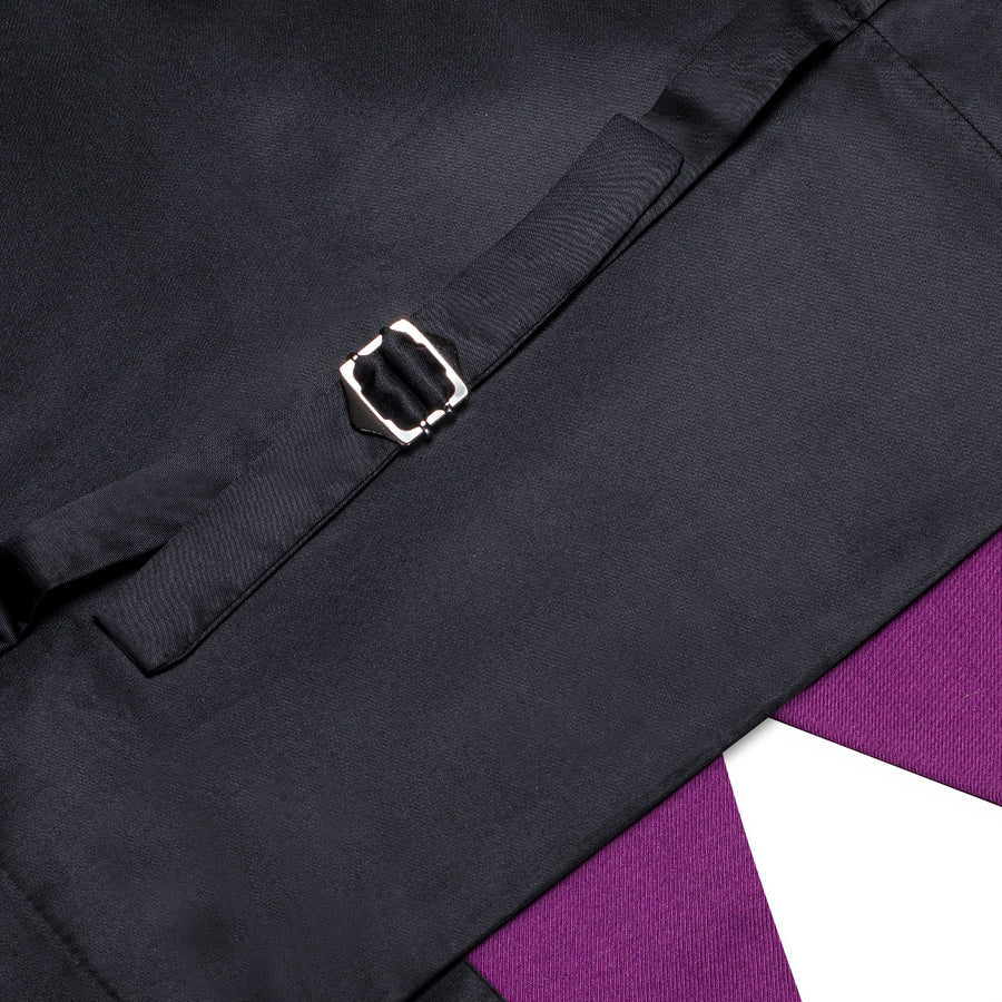 Purple Cotton Solid Splicing Jacquard Vest Set vest set - Sophisticated Gentlemen