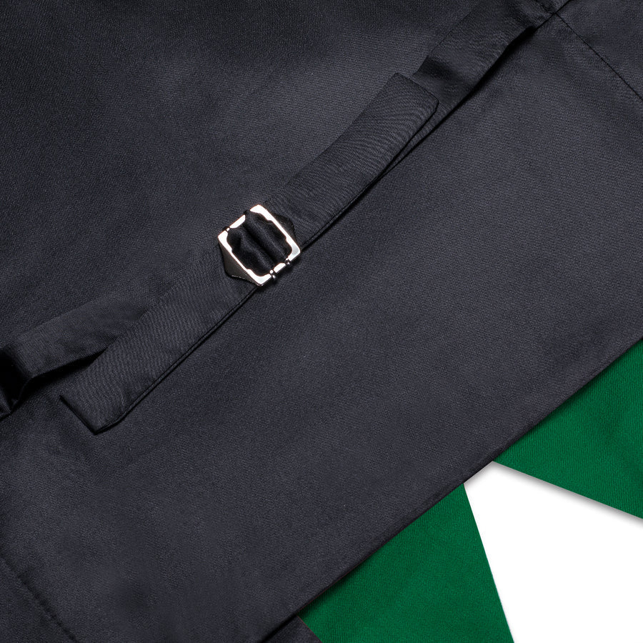 Emerald Green Solid Splicing Jacquard Men's Vest Set vest set - Sophisticated Gentlemen