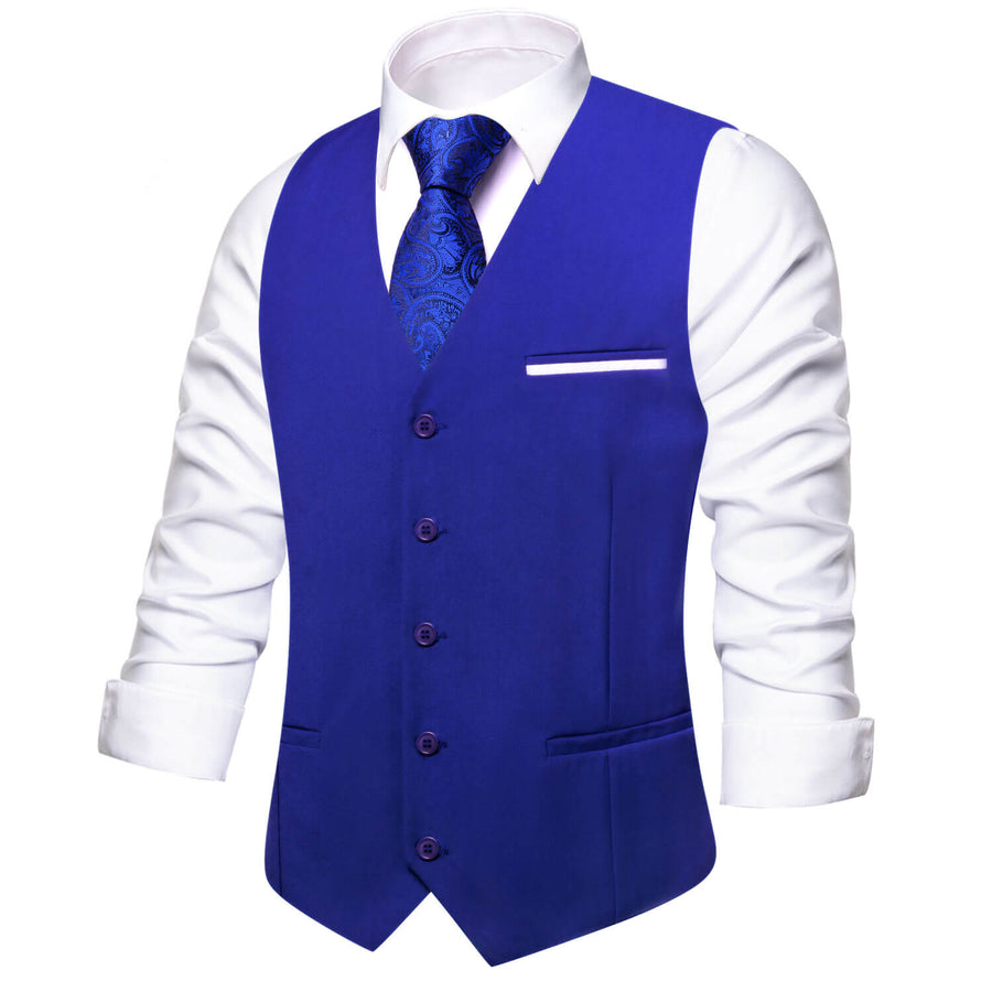 Cobalt Blue Solid Silk Vest Set vest set - Sophisticated Gentlemen