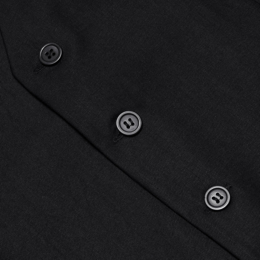 Black Solid Silk Vest Set vest set - Sophisticated Gentlemen
