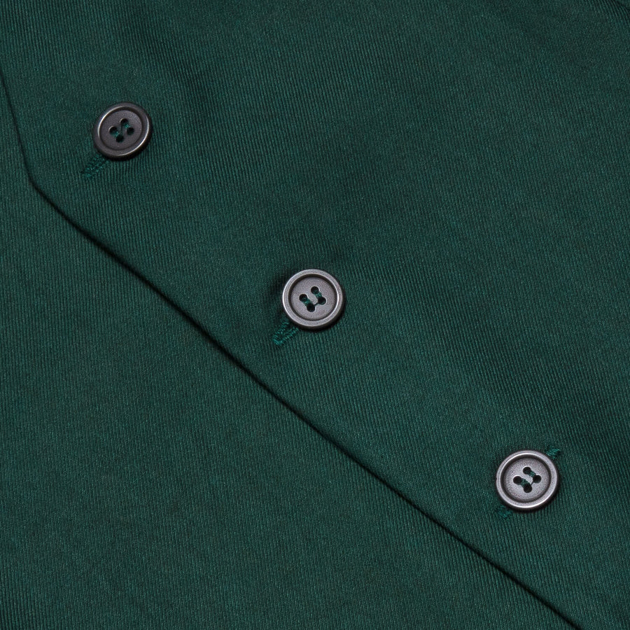 Sapphire Pine Green Solid Silk Vest Set vest set - Sophisticated Gentlemen