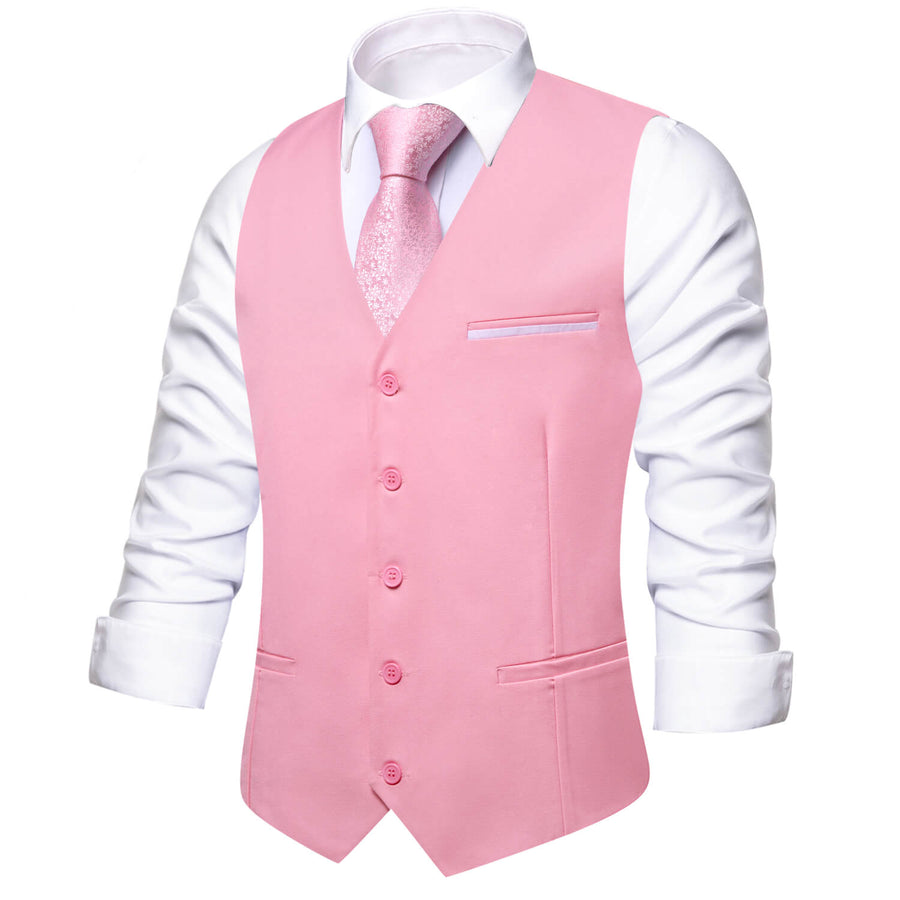 Light Pink Solid Silk Vest Set vest set - Sophisticated Gentlemen