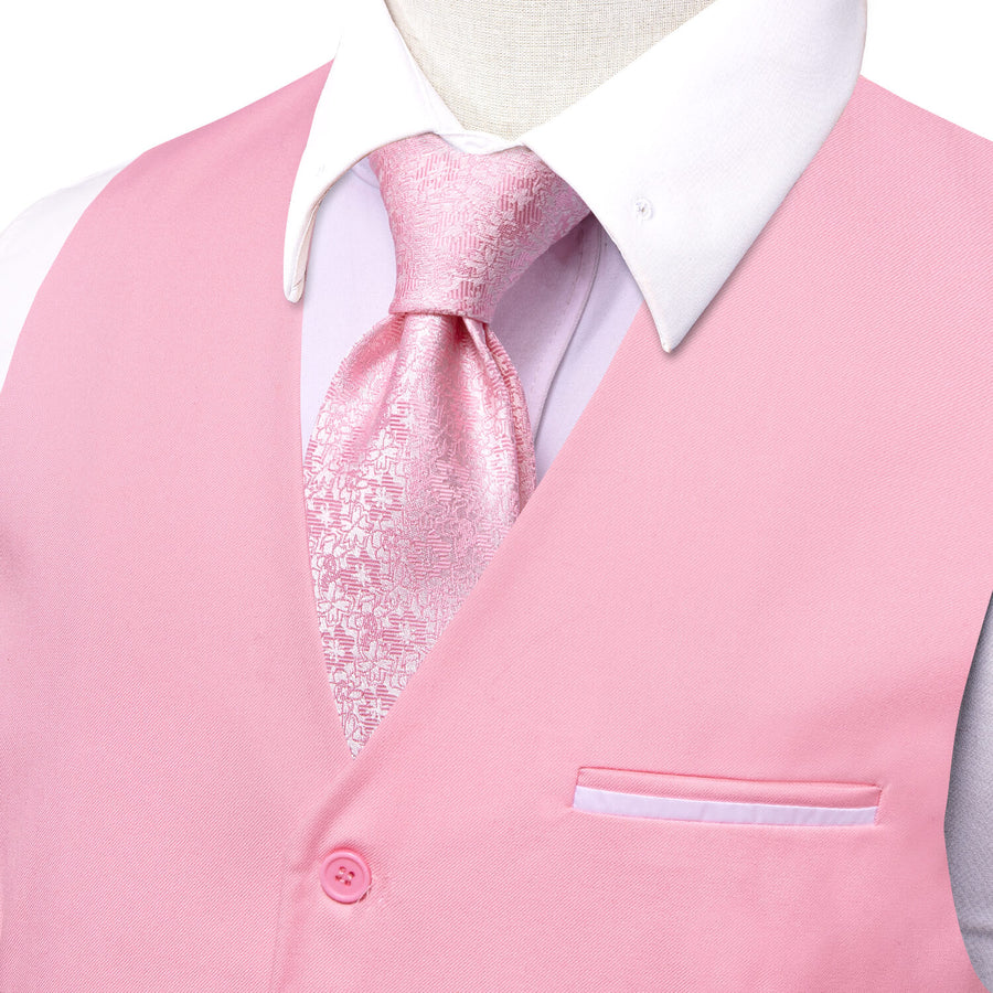 Light Pink Solid Silk Vest Set vest set - Sophisticated Gentlemen