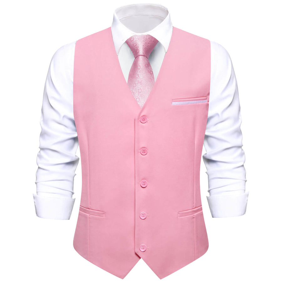 Light Pink Solid Silk Vest Set vest set S (Chest 40") - Sophisticated Gentlemen