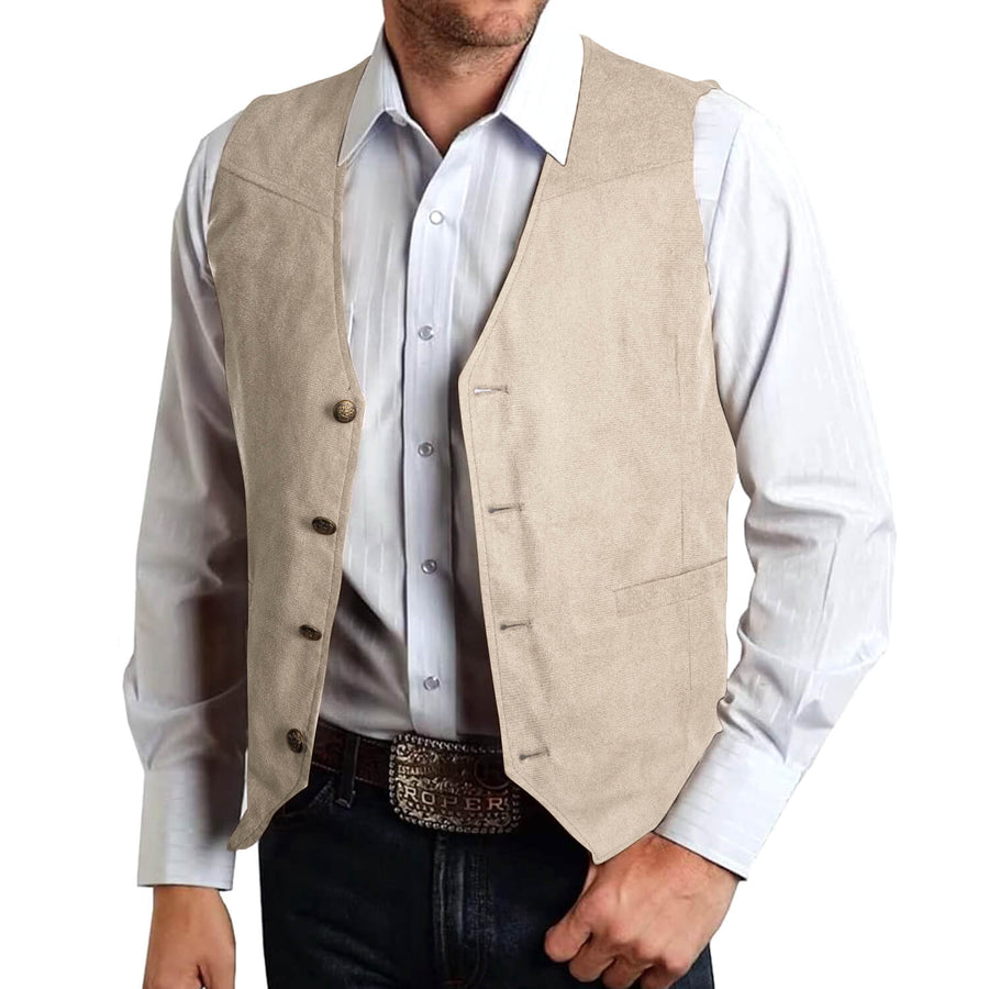 Suede Leather Solid Light Camel Style Dress Vest Set vest set - Sophisticated Gentlemen