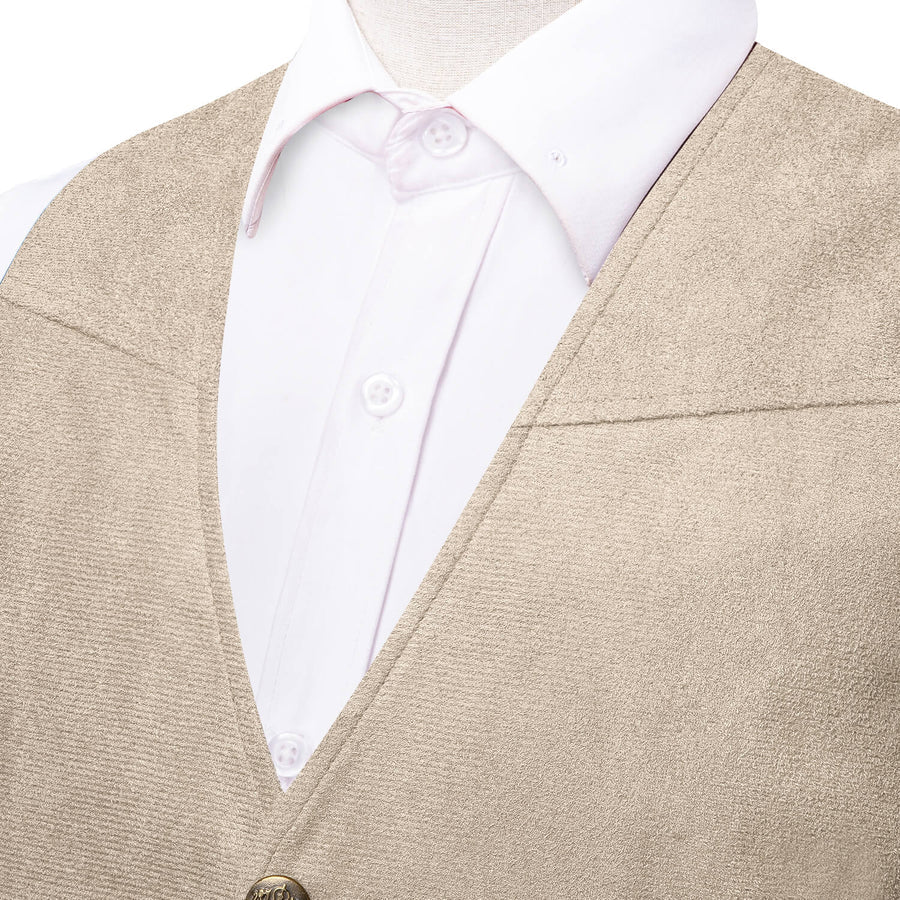Suede Leather Solid Light Camel Style Dress Vest Set vest set - Sophisticated Gentlemen
