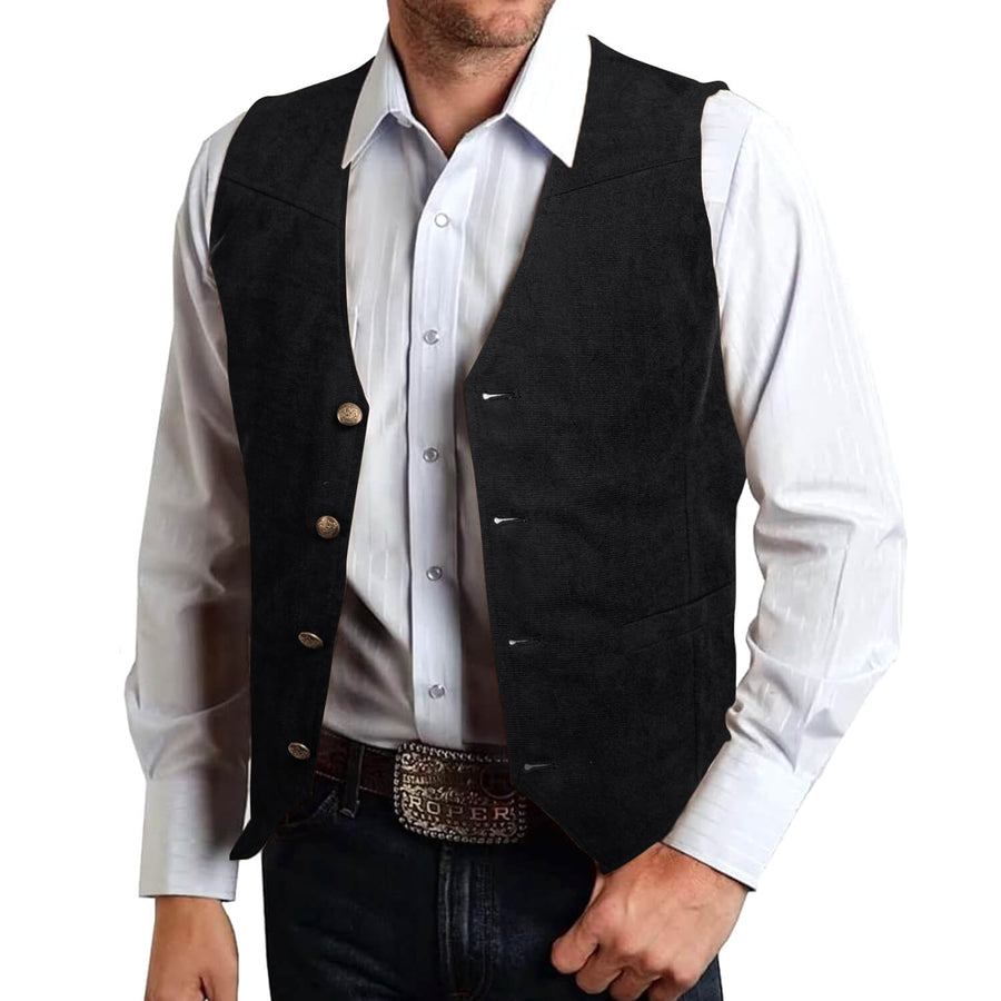 Black Solid Suede Waistcoat Vest Set vest set - Sophisticated Gentlemen