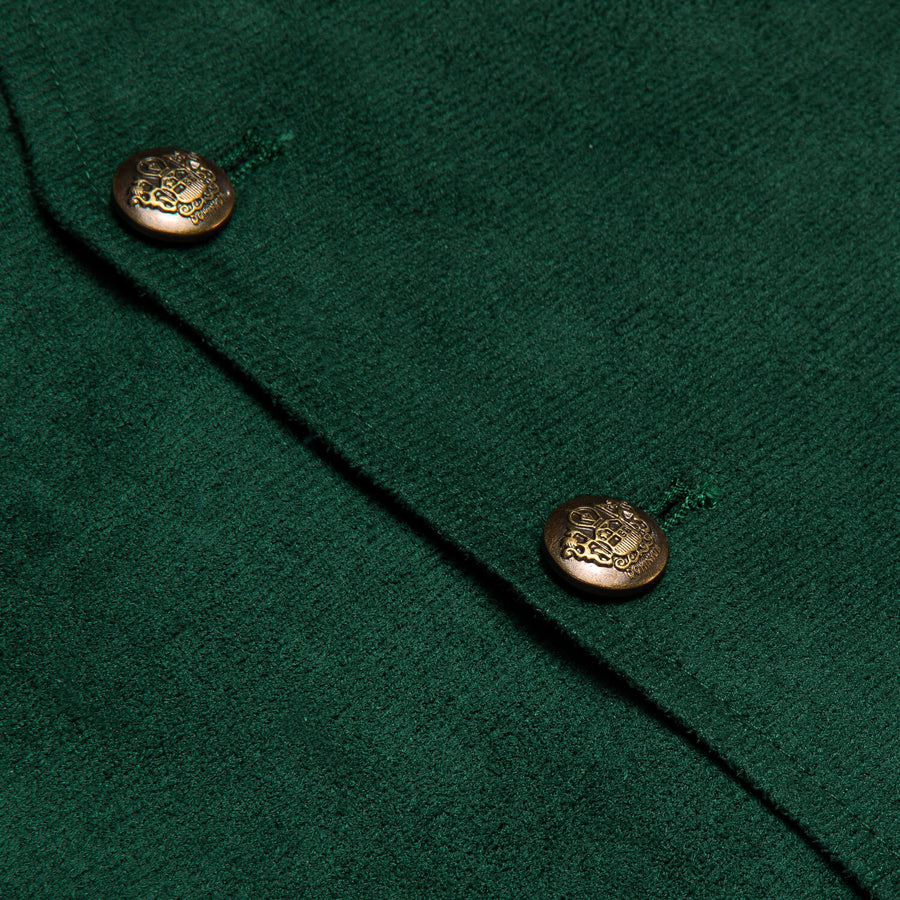 Dark Green Suede Solid Single Waistcoat Vest Set vest set - Sophisticated Gentlemen
