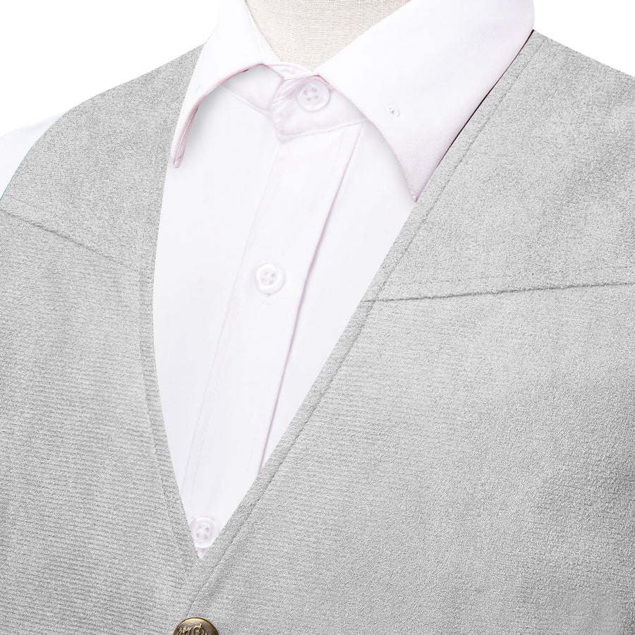 Gray Solid Suede Waistcoat Vest Set vest set - Sophisticated Gentlemen