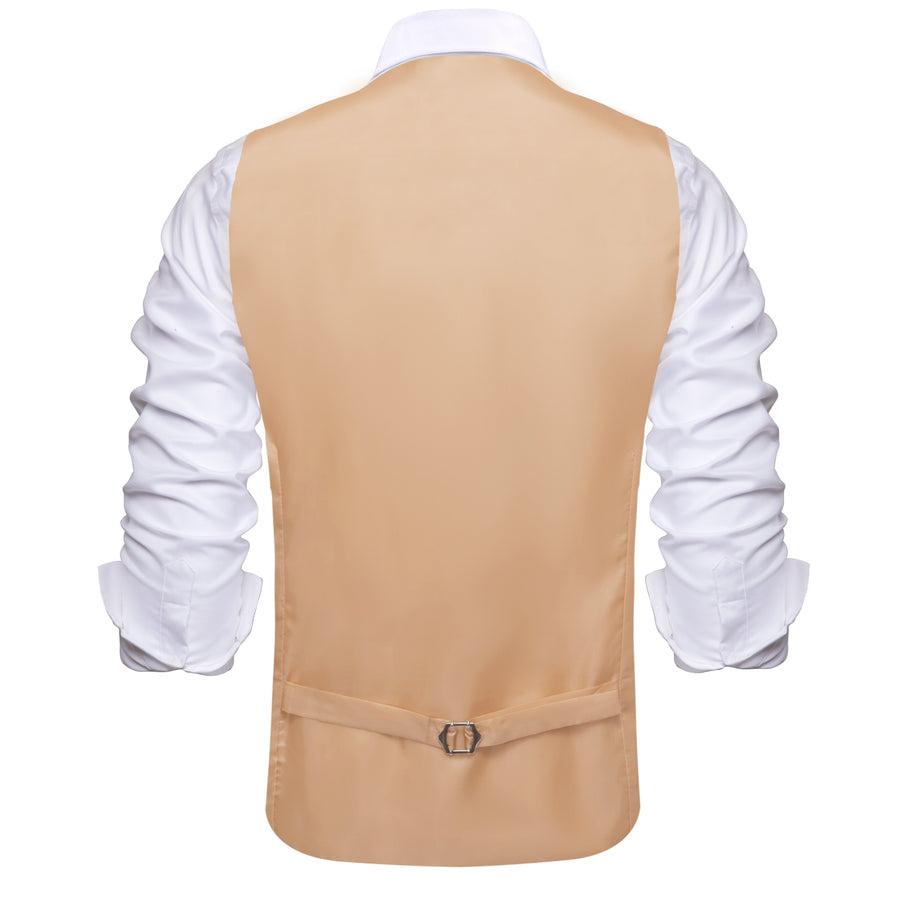Burlywood Brown Solid Silk Vest Set vest set - Sophisticated Gentlemen